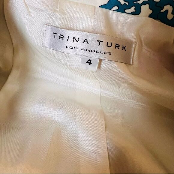 Trina Turk Jacket Midi Coat Jacket Floral Multicolor  Art Cotton Size 4 - Picture 7 of 8